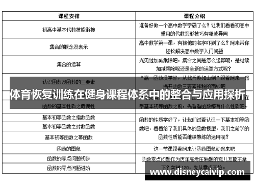 体育恢复训练在健身课程体系中的整合与应用探析