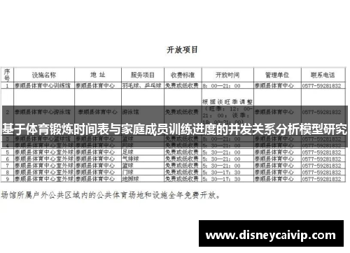 基于体育锻炼时间表与家庭成员训练进度的并发关系分析模型研究